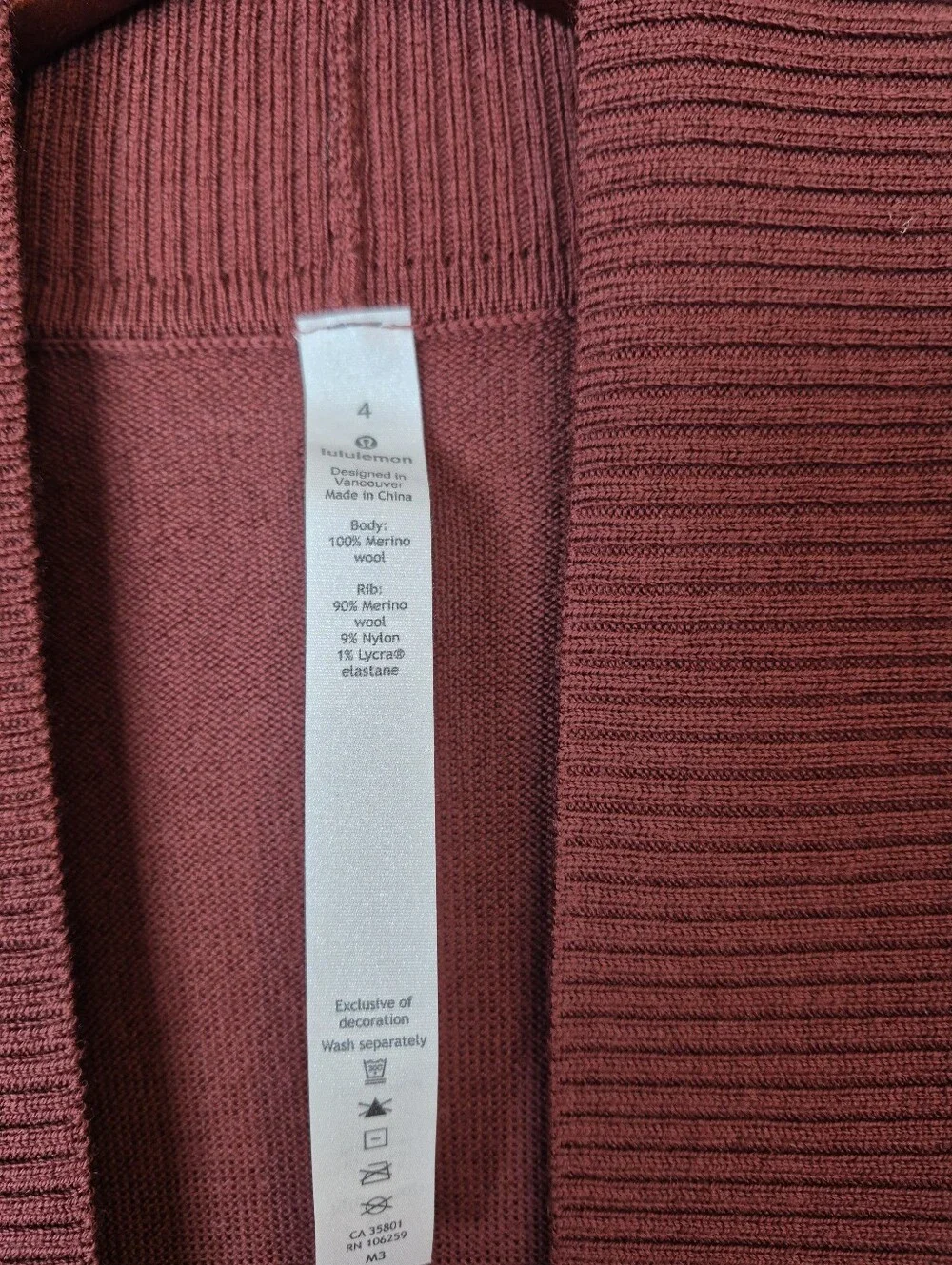 Lululemon Sit In Lotus Wrap II Merino Wool Cardigan Size 4